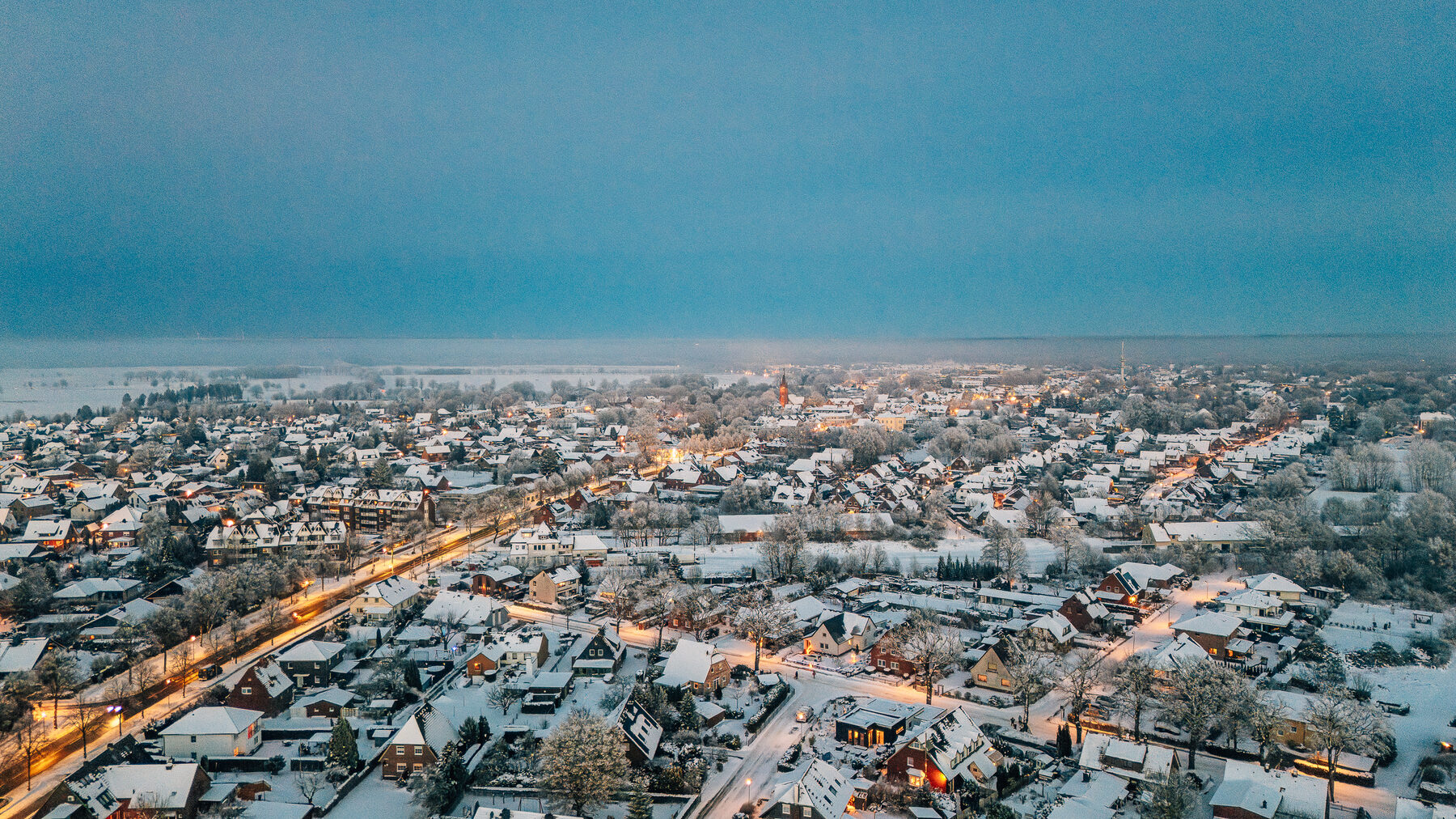 Tostedt im Winter aus der Luft